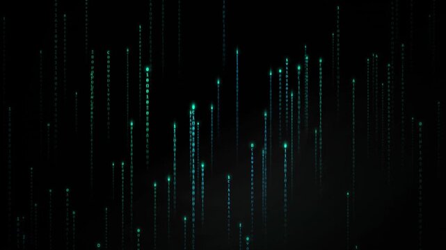 Digital matrix code background with falling green characters