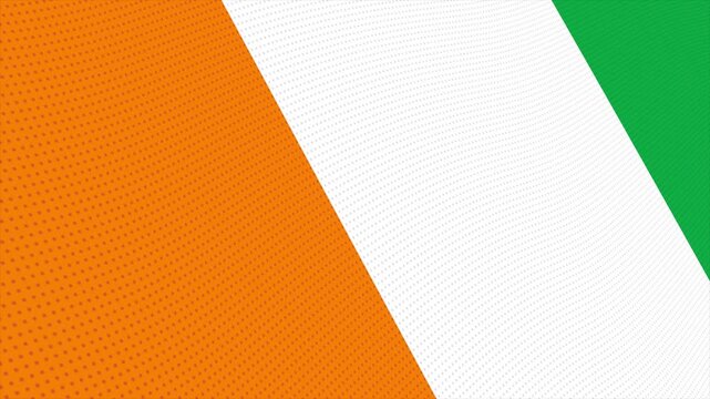 Flag of Ivory Coast waving slowly in the foreground and moving upwards.