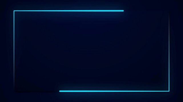 Futuristic neon blue glowing frame border background