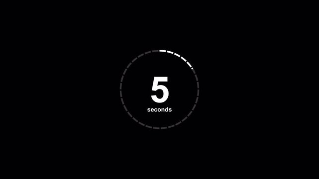 30 Second Count Up Timer Animation for Games, Sports and Fitness.  circular number count up on black background.