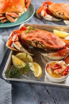 Platter of King Crabs with Butter and Lemon