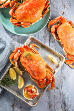 Platter of King Crabs with Butter and Lemon