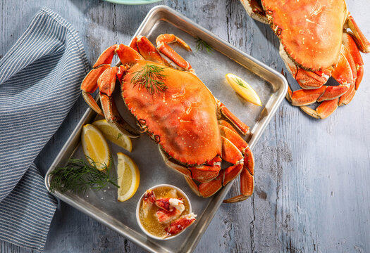 Platter of King Crabs with Butter and Lemon