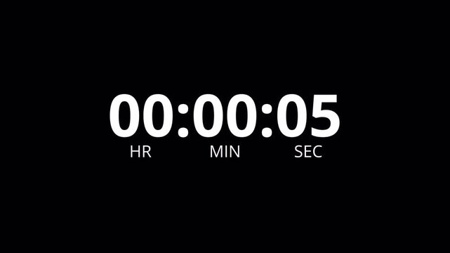 30 Second Count Up Timer Animation for Games, Sports and Fitness,  number count up on black background.
