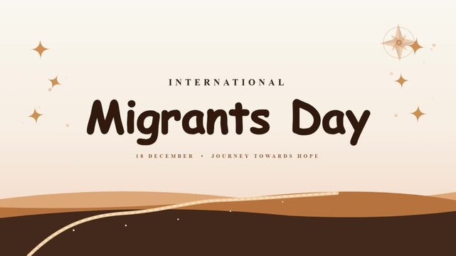 International Migrants Day vector design concept with typography and decorative stars.
