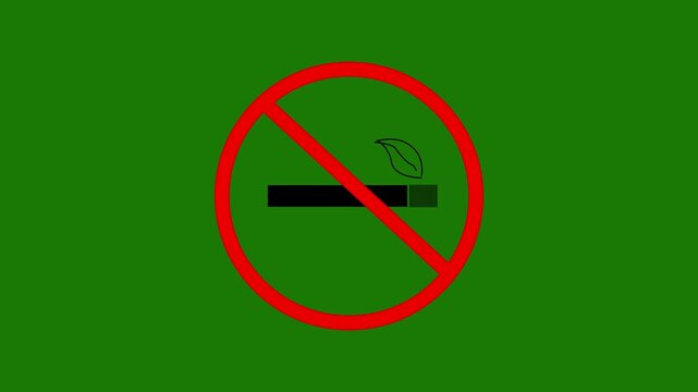 No Smoking Prohibition Symbol with Cigarette and Pulsing Red Circle Slash on Black Background......