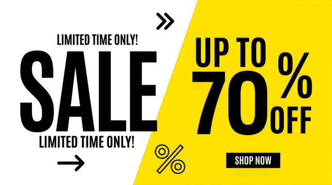 Limited time sale banner with up to 70 off discount