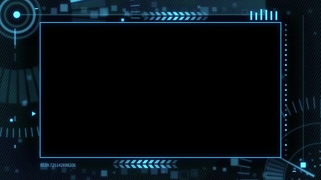 Futuristic Blue HUD Display Frame with Empty Screen Space