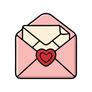 Love Letter Envelope with Red Heart Wax Seal