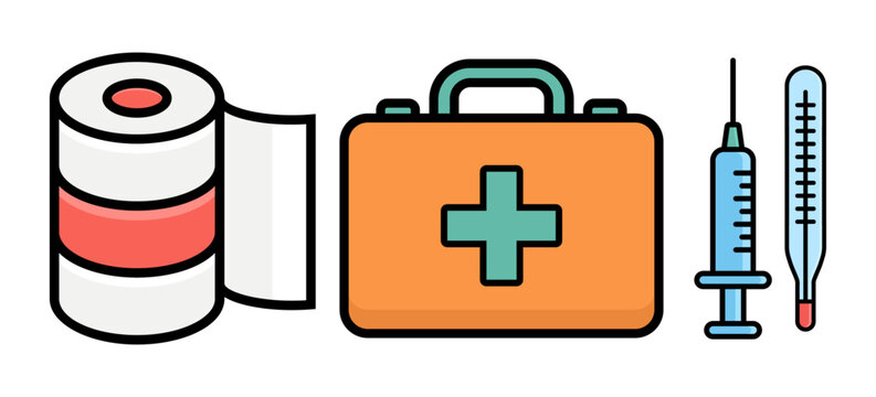 First Aid Medical Kit Bandage Syringe and Thermometer Set
