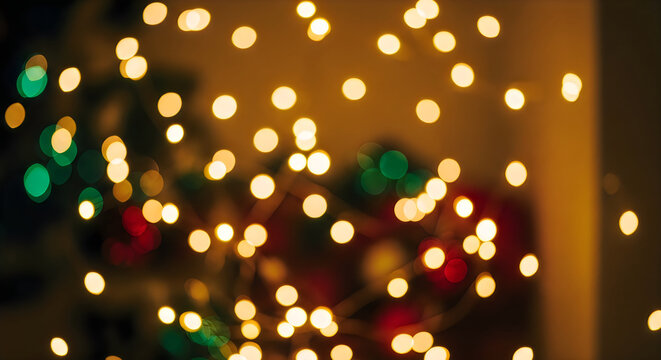 Warm bokeh lights on dark background
