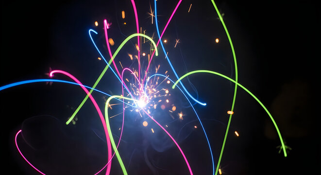 Vibrant colorful fireworks display lighting up the night sky during a joyful national day celebration event