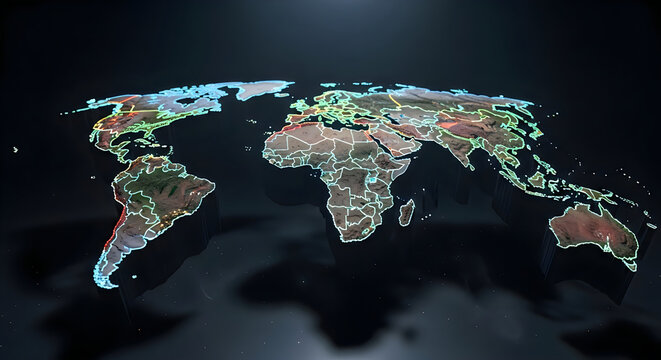 A glowing digital world map representing global unity during a grand international national day celebration event
