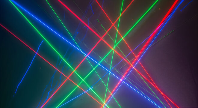 Vibrant colorful laser light beams illuminating the night sky during a spectacular national day celebration event