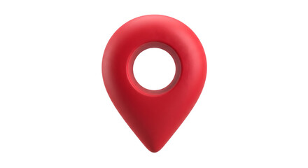 Red 3d map pointer icon indicating a location or destination on a transparent background. © B o W Graphics