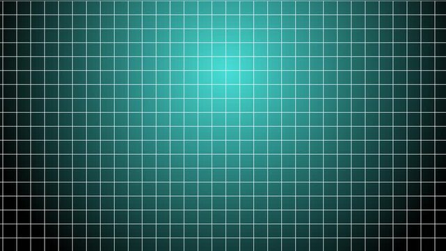 Cyan grid lines overlay moving seamlessly on black background with bright glowing center point 4k loop background video for digital science, futuristic wireframe and technical presentation.