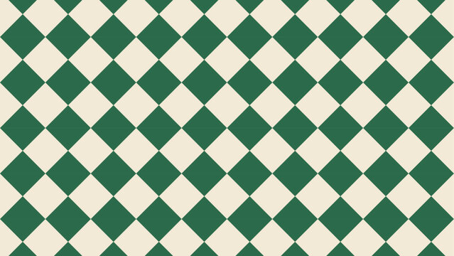 Green and cream diamond checkered pattern seamless vector background