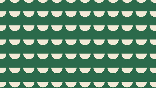 Seamless geometric pattern with cream half circles on a dark green