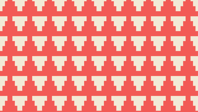 Geometric seamless pattern with cream stepped shapes on a vibrant