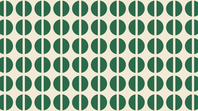 Seamless geometric pattern with dark green split circles on a light