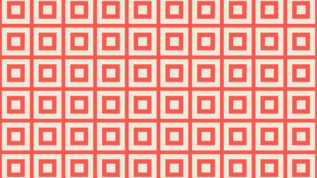 Geometric square pattern seamless background with red and beige