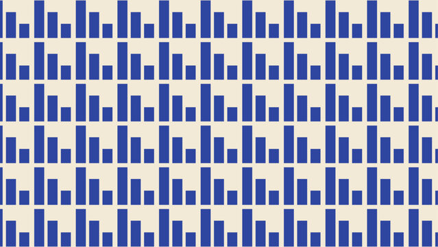 Seamless pattern with blue bar chart elements on a light beige