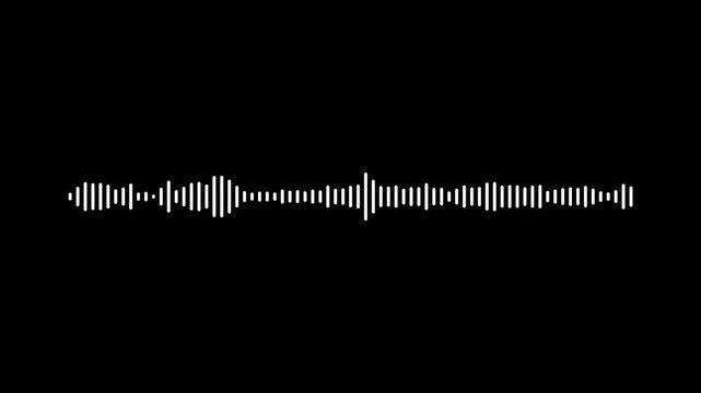 Sound wave or frequency digital movement. Audio visualiser white audio waveform spectrum animation on black background, classic graphic sound equalizer