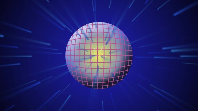 Synthwave style neon grid disco sphere seamless vj loop animation for music broadcast TV nightclub background live dj stage show electronic pop dance party projection backdrop video 4k