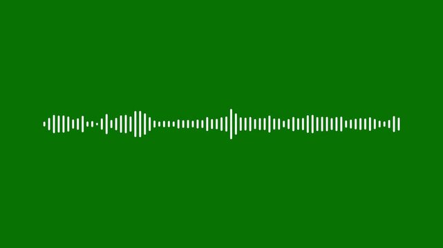 Sound wave or frequency digital movement. Audio visualiser white audio waveform spectrum animation on green background, classic graphic sound equalizer