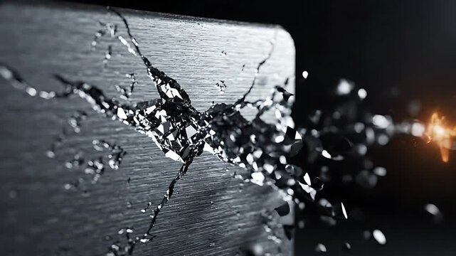 Cracked Stone Surface with Dynamic Shattering Animation and Glowing Energy Burst. Seamless Looping Footage for Visual Effects.