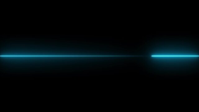 Glowing laser beam horizontal line isolated on black background cinematic light streak effect for motion digital transition sci-fi energy pulse neon.4k motion graphics video animation