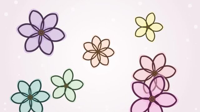 Animated pastel floral pattern with hand drawn stylized flowers on light background pastel colors botanical art spring theme cute illustration colorful blooms