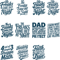 Vintage typography quotes bundle set for t-shirt design lettering quotes collection vector illustration isolated © MD