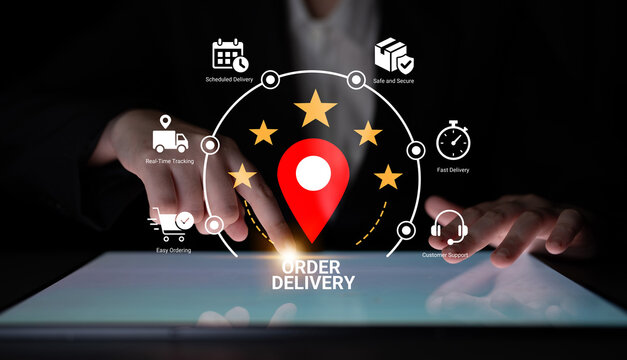 A digital delivery service interface featuring navigation icons, highlighting modern e-commerce solutions for efficient order fulfillment and customer engagement. Nascent
