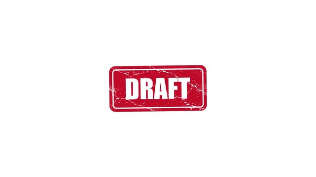Draft Red Grunge Rubber Stamp Animation on Green Screen