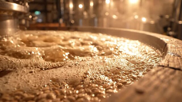 Molten Caramel Slowly Flowing and Swirling in a Copper Kettle, Creating a Rich, Golden Cascade. Animated Food Preparation Process.