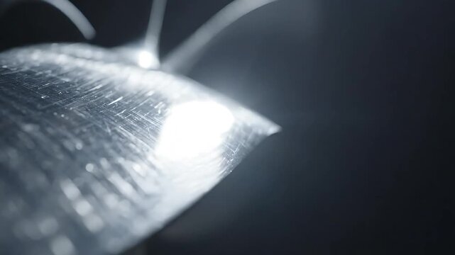 Metallic Sphere Rotating Slowly with Bright Light Flare. Seamless Looping Animation with Subtle Motion and Reflective Surface.