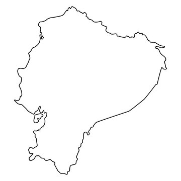 Vector map of Ecuador, a country in South America. Detailed black contour, isolated on white background.