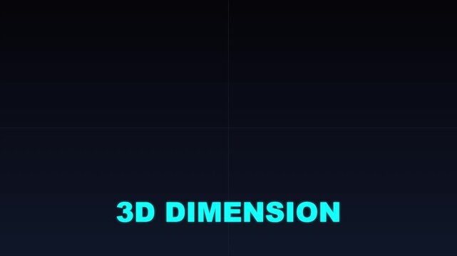 3 d dimension text animation with geometric cube wireframe 4k