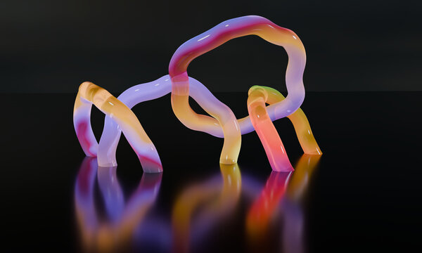 Tangled jelly-like 3D loops reflected below