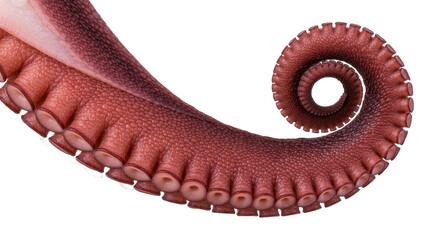 Detailed octopus tentacle with suction cups, isolated on transparent background © helion