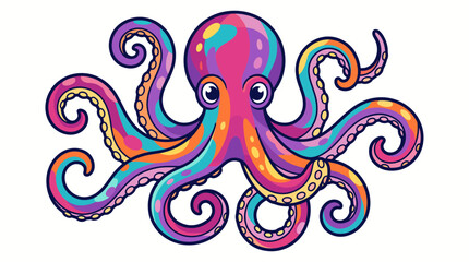Colorful cartoon octopus with swirling tentacles © MUKTARANI