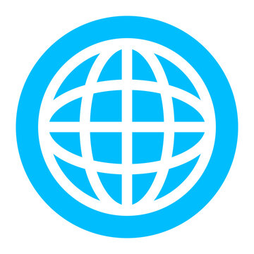 Blue globe icon web sign symbol vector illustration