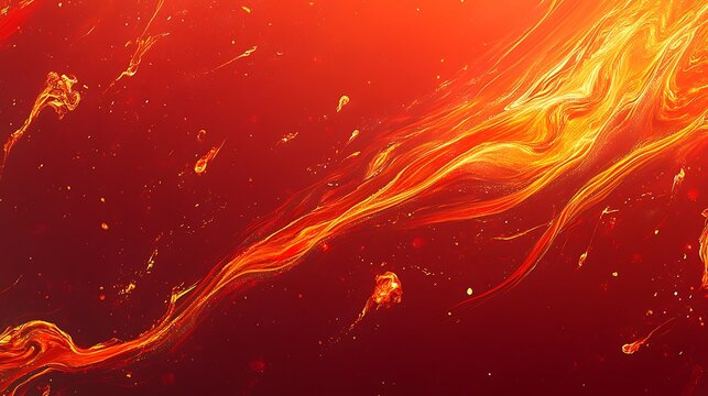 Vibrant red and orange abstract background with flowing liquid paint