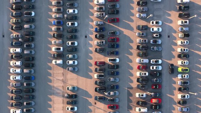 Modern dealership facility with parked cars for sale. Purchase, financing, insurance and customer service professional retail business.