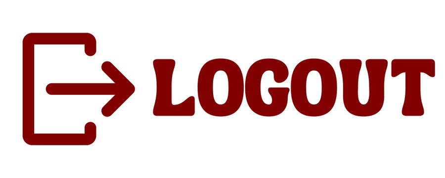 Maroon Logout Button Icon Isolated on Transparent Background PNG Sign Out Vector Symbol