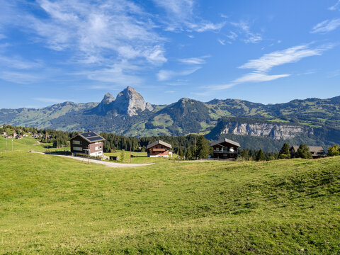 Stoos village, the starting point of the Stoos Ridge Hike, Switzerland