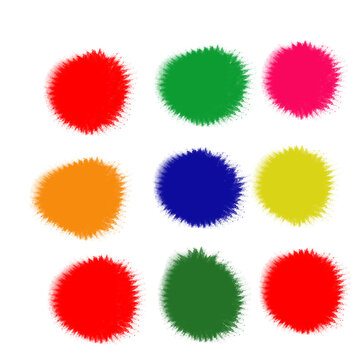 Grid of nine rounded square shapes in various bright colors including red, green, pink, orange, blue, and yellow on a clean white background