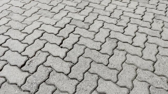 Zigzag concrete paving blocks texture surface layout