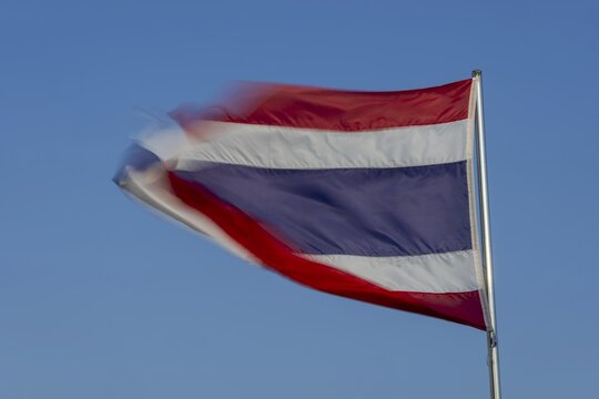 Thai flag, national flag of Thailand blowing in the wind, Thailand